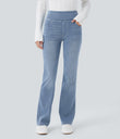 Halara Flex™ High Waisted Pockets Washed Casual Bootcut Jeans - Gray Blue Denim