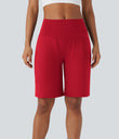 SoftlyZero™ Airy High Waisted Pockets Cool Touch Yoga Bermuda Shorts - Salsa