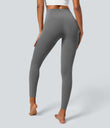 SoftlyZero™ Crossover Pocket Plain Leggings-UPF50+ - Steel Gray