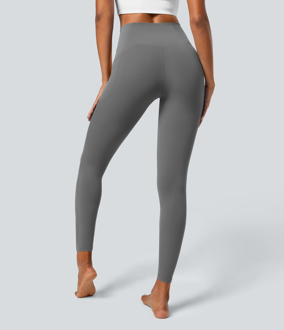 SoftlyZero™ Crossover Pocket Plain Leggings-UPF50+ - Steel Gray