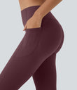 Halara UltraSculpt™ High Waisted Scrunch Butt Lifting Tummy Control Pocket Shaping Capri Training Leggings - Evening Red