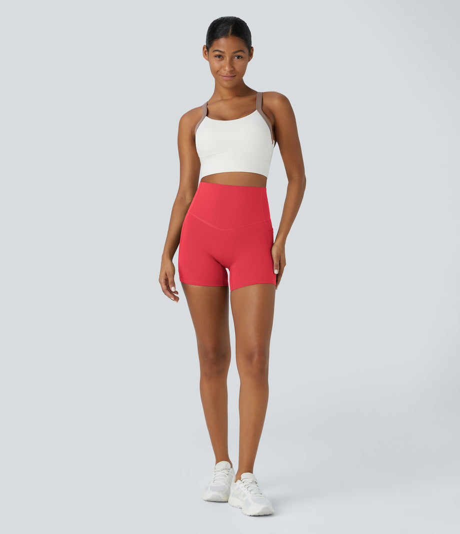 Halara UltraSculpt™ High Waisted Tummy Control Side Pocket Shaping Training Biker Shorts 5'' - Bittersweet