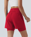 SoftlyZero™ Airy Super High Waisted 2-in-1 Cool Touch Yoga Shorts 7'' with Pockets - Salsa