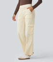 Halara Flex™ Mid Rise Pockets Straight Leg Casual Cargo Jeans - Khaki White Denim