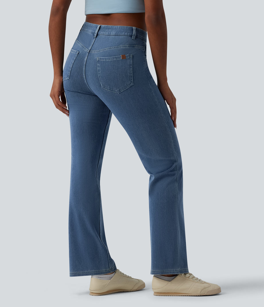 Halara Flex™ Mid Rise Pockets Casual Bootcut Jeans - Denim Dark Blue