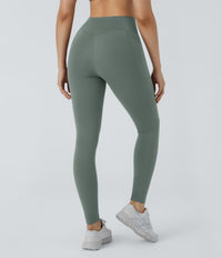 Patitoff™ 2.0 Pet Hair Resistant High Waisted Crossover Side Pocket Yoga Leggings - Washington Gray Green