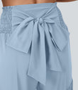 Breezeful™ High Waisted Shirred Tie Front & Back Wide Leg Flowy Quick Dry Casual Pants - Thin Ice Blue
