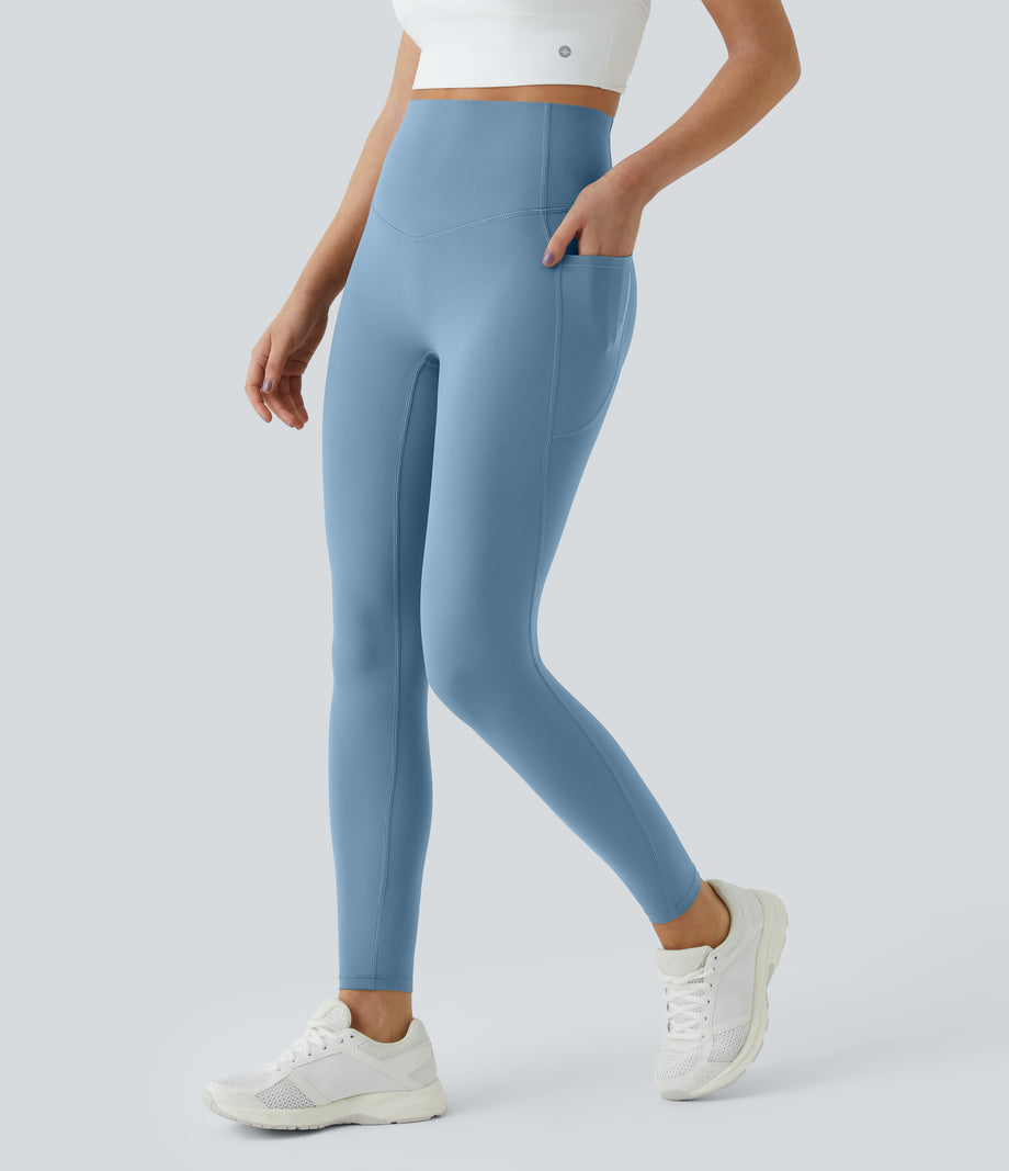 Halara UltraSculpt™ High Waisted Tummy Control Pocket Shaping Training Leggings - Whale Blue