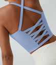 Crisscross Backless Built-in Bra Cropped Running Tank Top A-D Cups - Serenity