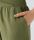 Breezeful™ High Waisted Crossover Quick Dry Resort Pants with Pockets - Sphagnum