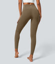 SoftlyZero™ Crossover Pocket Plain Leggings-UPF50+ - Chestnut Brown