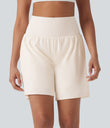 SoftlyZero™ Airy Super High Waisted 2-in-1 Cool Touch Yoga Shorts 7" with Pockets - Egret
