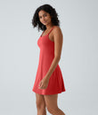 SoftlyZero™ Plush Double Straps 2-Piece Pocket Slip Dance Active Dress A-D Cups - Poinsettia