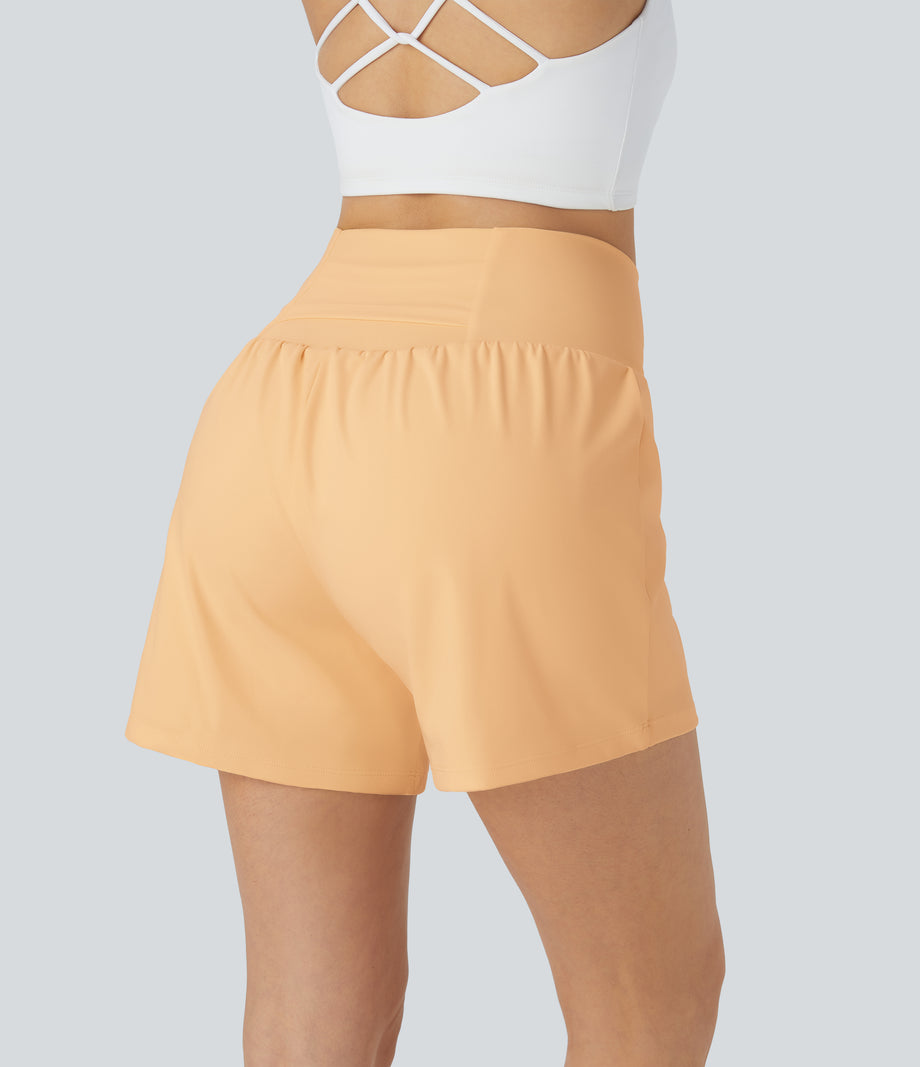 SoftlyZero™ Airy Super High Waisted 2-in-1  Cool Touch Yoga Shorts 5'' with Pockets-Longer Length - Sunburst