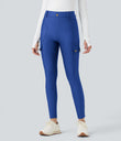 High Waisted Sheen 7/8 Leggings with Pockets - Beaucoup Blue