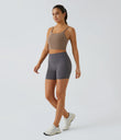 Basic Padded Workout Cropped Low Support Tank Top A-D Cups - Woodsmoke