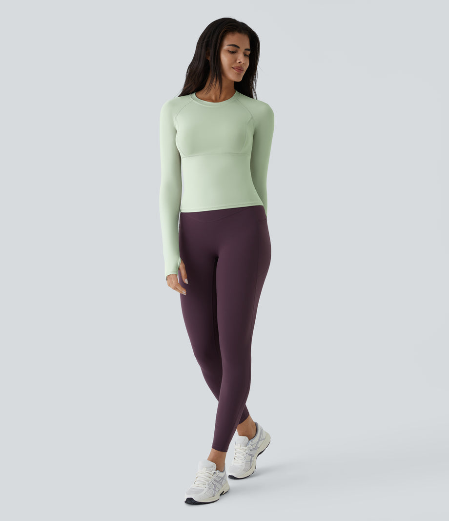 Solid Thumb Hole Yoga Sports Top - Dewkist