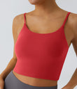 Basic Padded Workout Cropped Low Support Tank Top A-D Cups - Poinsettia
