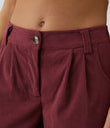 Mid Rise Zipper Pocket Corduroy Casual Pants - Pomegranate
