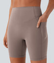 Halara UltraSculpt™ High Waisted Scrunch Butt Lifting Tummy Control Side Pocket Shaping Workout Biker Shorts 7'' - Dawn Brown