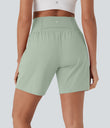 SoftlyZero™ Airy Super High Waisted 2-in-1 Cool Touch Yoga Shorts 7" with Pockets - Light Bean Green