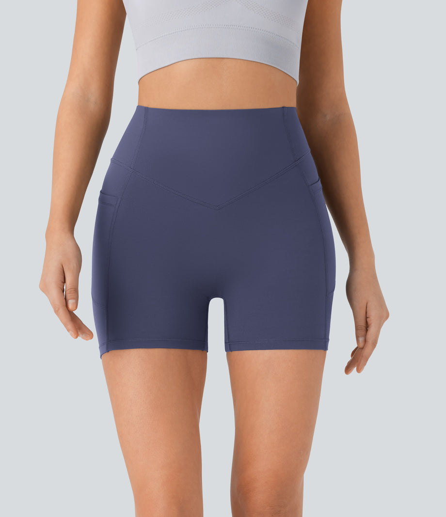 Halara UltraSculpt™ High Waisted Scrunch Butt Lifting Tummy Control Pocket Shaping Workout Biker Shorts 5'' - Mood Indigo