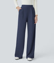 Halara Flex™ High Waisted Body Sculpt Waist-Slimming Pocket Wide Leg Micro Waffle Work Pants - Mood Indigo