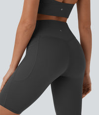 Halara UltraSculpt™ High Waisted Tummy Control Pocket Shaping Training Biker Shorts 9'' - Volcanic Ash