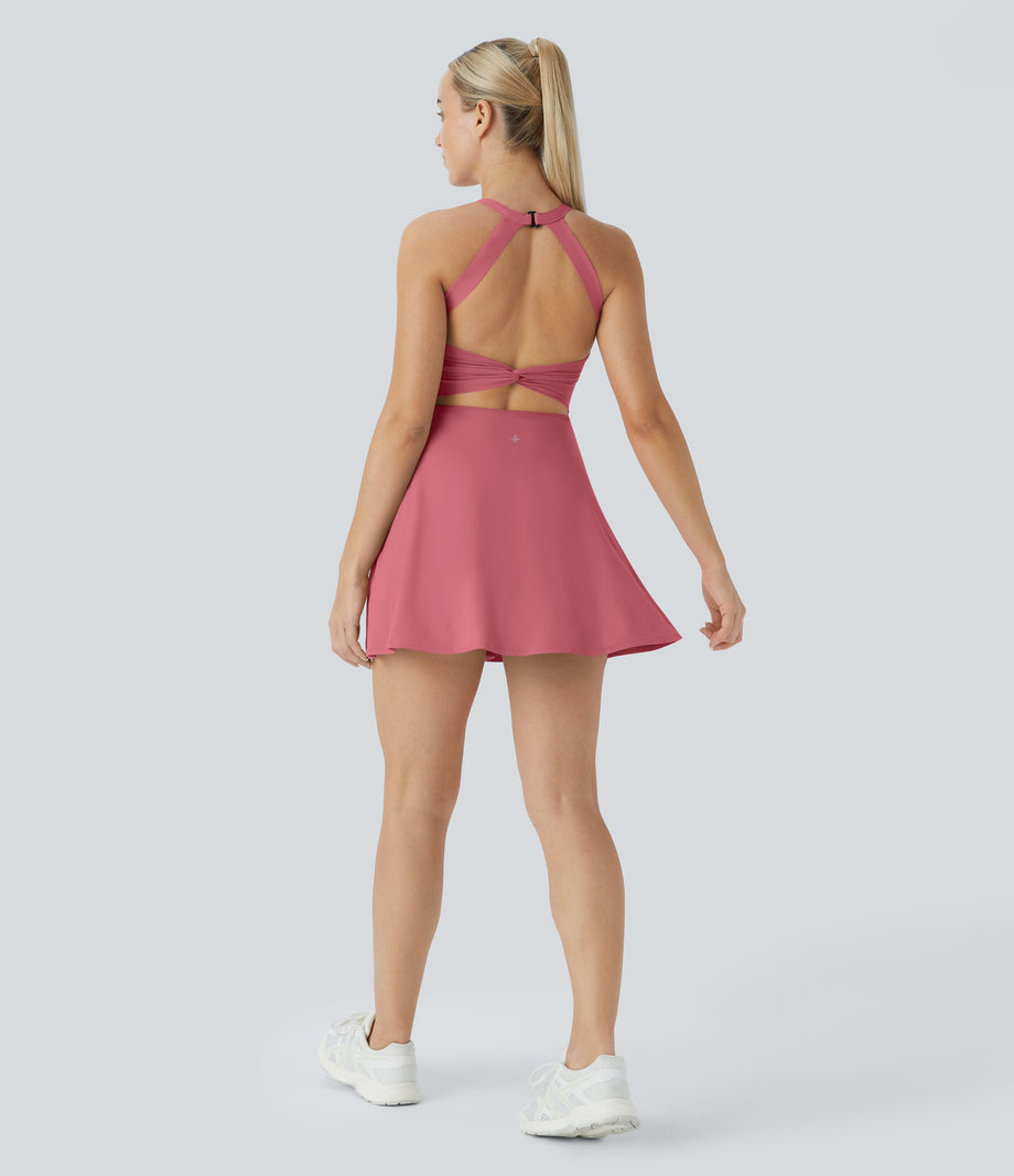 SoftlyZero™ Airy Backless Twisted Cool Touch Dance Active Dress-Easy Peezy Edition - Begonia Rouge