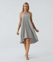 Breezeful™ Backless Racerback Side Pocket High Low Flowy Midi Quick Dry Casual Dress - Dust Gray