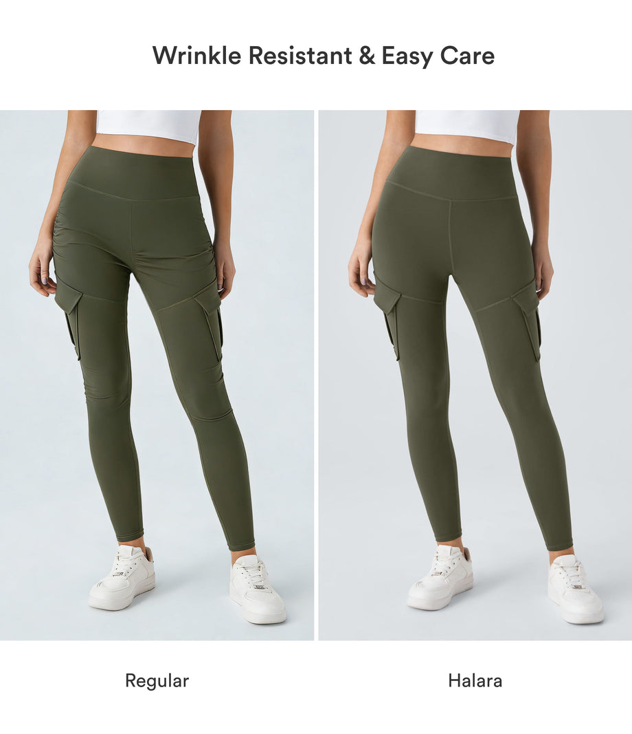 DayStretch High Waisted Cargo Pocket Skinny Yoga Leggings - Forest Night