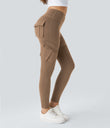 DayStretch High Waisted Cargo Pocket Skinny Yoga Leggings - Burro