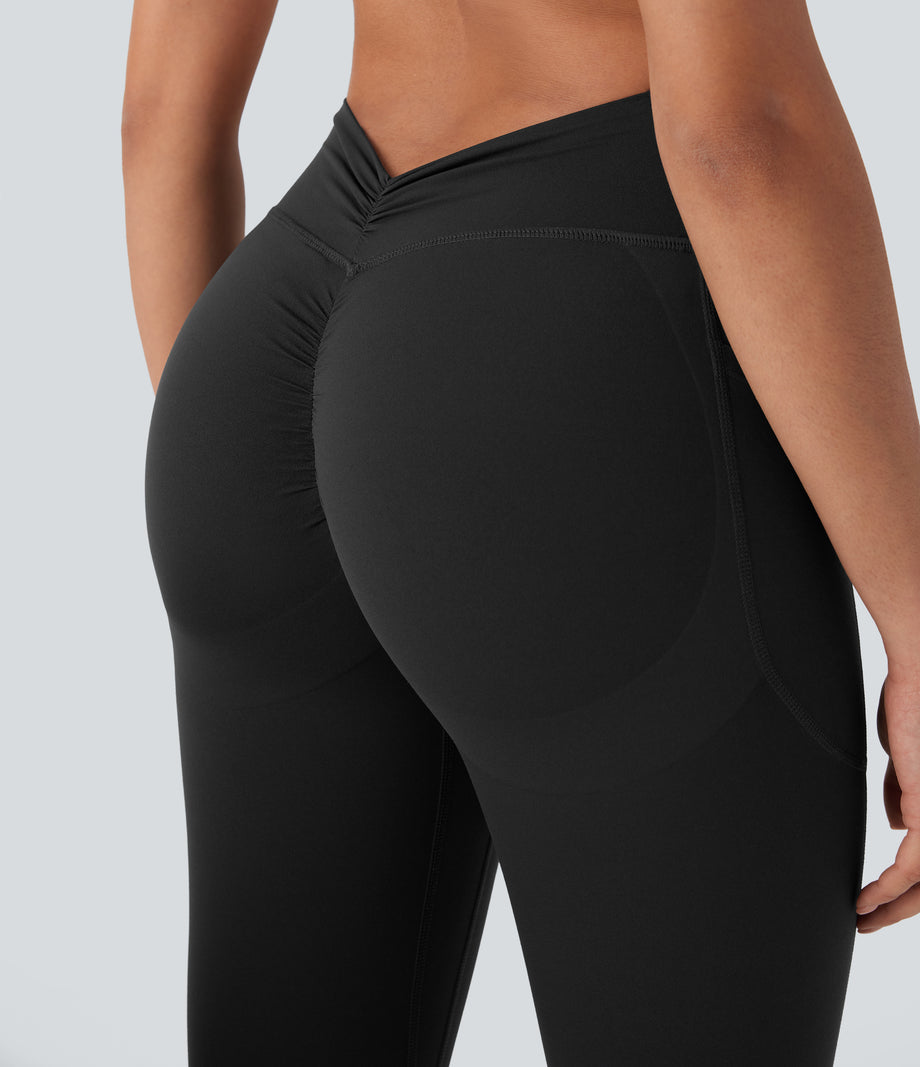 Halara UltraSculpt™ High Waisted Tummy Control Butt Lifting Ruched Pocket Shaping Yoga Leggings - Black