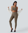 Halara UltraSculpt™ High Waisted Tummy Control Butt Lifting Ruched Pocket Shaping Yoga Leggings - Dawn Brown