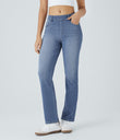 Halara Flex™ High Waisted Pockets Washed Casual Bootcut Jeans - Blue Spruce Denim