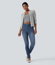 Halara Flex™ High Waisted Casual Skinny Jeans with Pockets - Tide Blue Denim