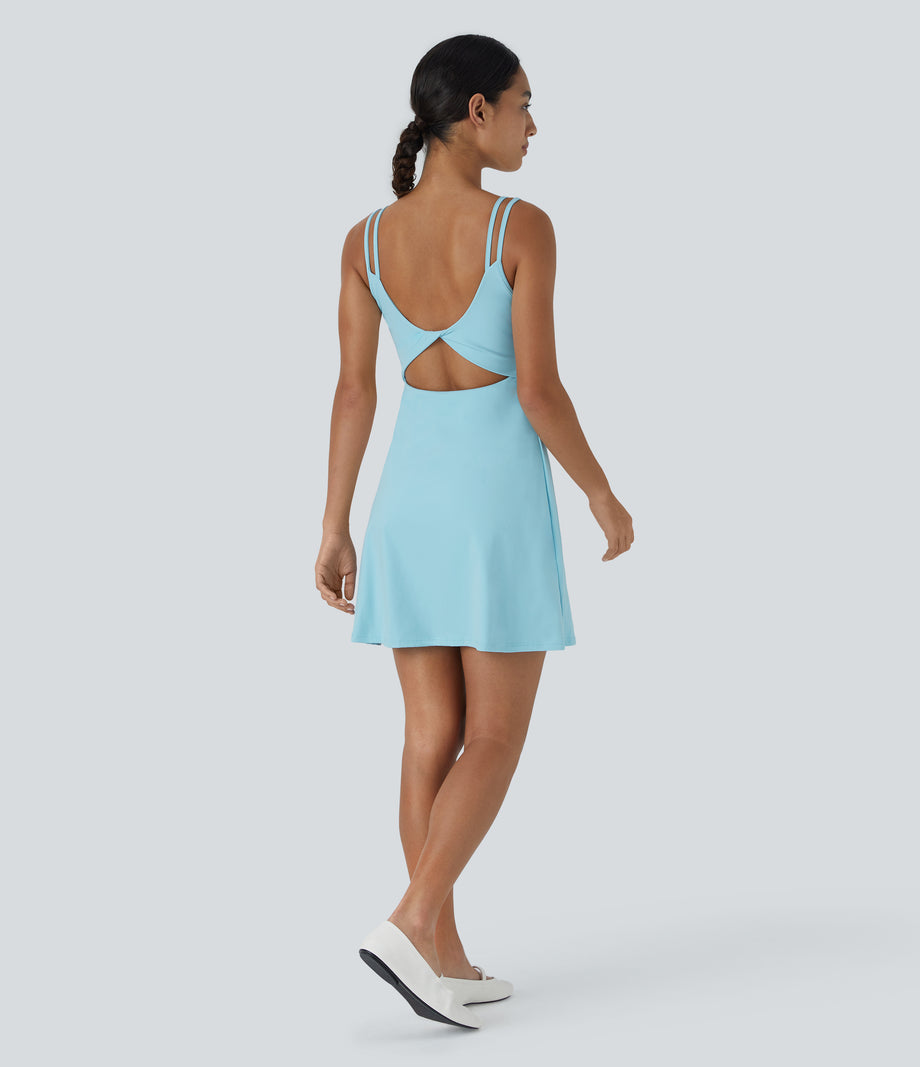 SoftlyZero™ Plush Double Straps 2-Piece Pocket Slip Dance Active Dress A-D Cups - Spun Sugar