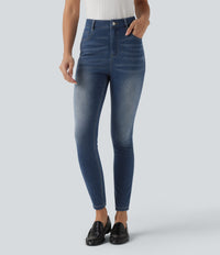 Halara Flex™ High Waisted Casual Skinny Jeans with Pockets - Estate Blue Denim