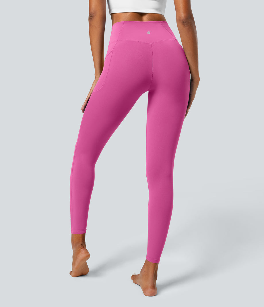 SoftlyZero™ Crossover Pocket Plain Leggings-UPF50+ - Fedora Red Purple