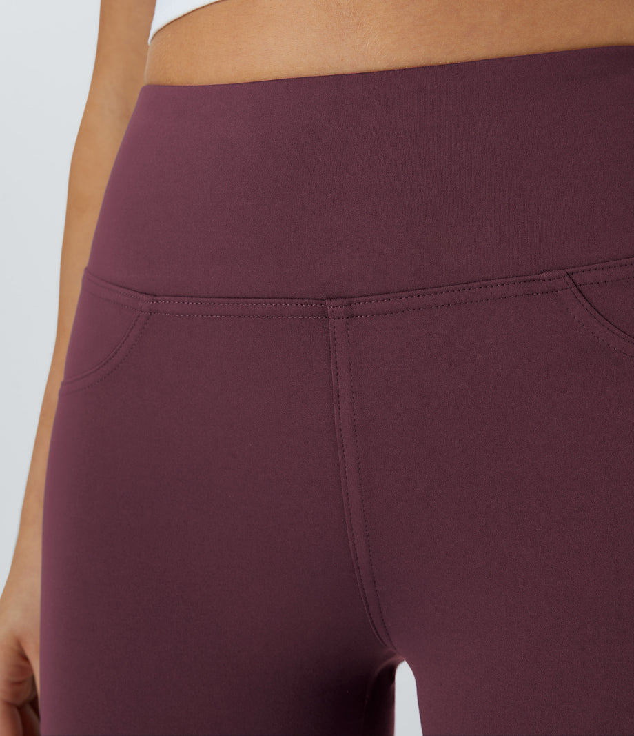 DayStretch High Waisted Pocket Flare Yoga Leggings - Red Mahogany