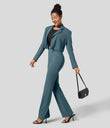Halara Flex™ High Waisted Back Side Pocket Slight Flare Work Pants - Nighttime Blue