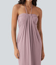 Halter Tie Back Maxi Dress with Pockets - Lilac Pink