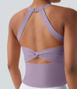 SoftlyZero™ Plush Cut Out Yoga Tank Top A-D Cups - Tulip Purple