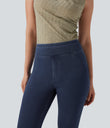 Halara Flex™ High Waisted Pocket Denim Capri Casual Leggings - Washed Denim Navy Blue