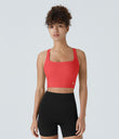 SoftlyZero™ Airy Square Neck Backless Crisscross Cropped Cool Touch Yoga Tank Top-UPF50+ - Poinsettia