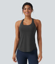 Halara UltraSculpt™ Round Neck Crisscross Back Running Tank Tops DD-F Cups - Volcanic Ash