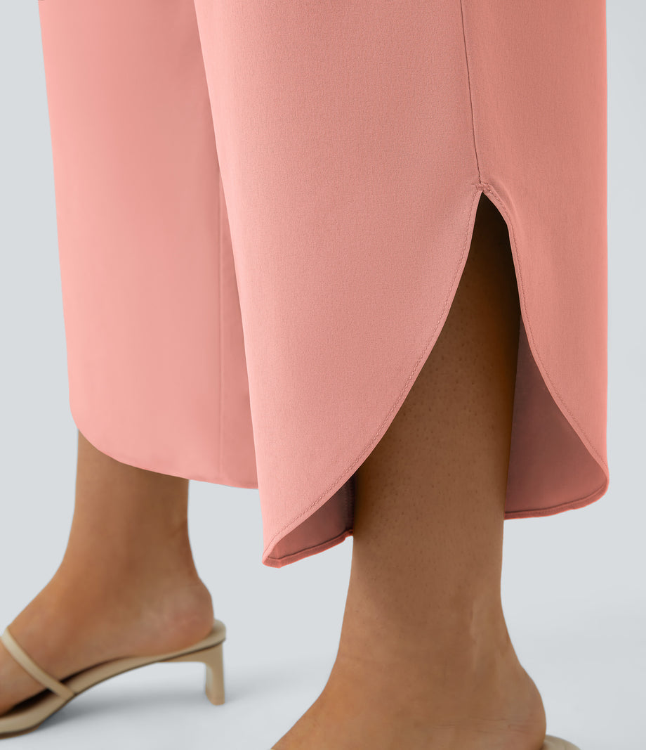 Breezeful™ High Waisted Crossover Quick Dry Resort Pants with Pockets - Blossom