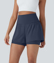 SoftlyZero™ Airy Super High Waisted 2-in-1 Cool Touch Yoga Shorts 5'' with Pockets - Mood Indigo