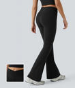 DayStretch High Waisted Crossover Flare Yoga Leggings - Black
