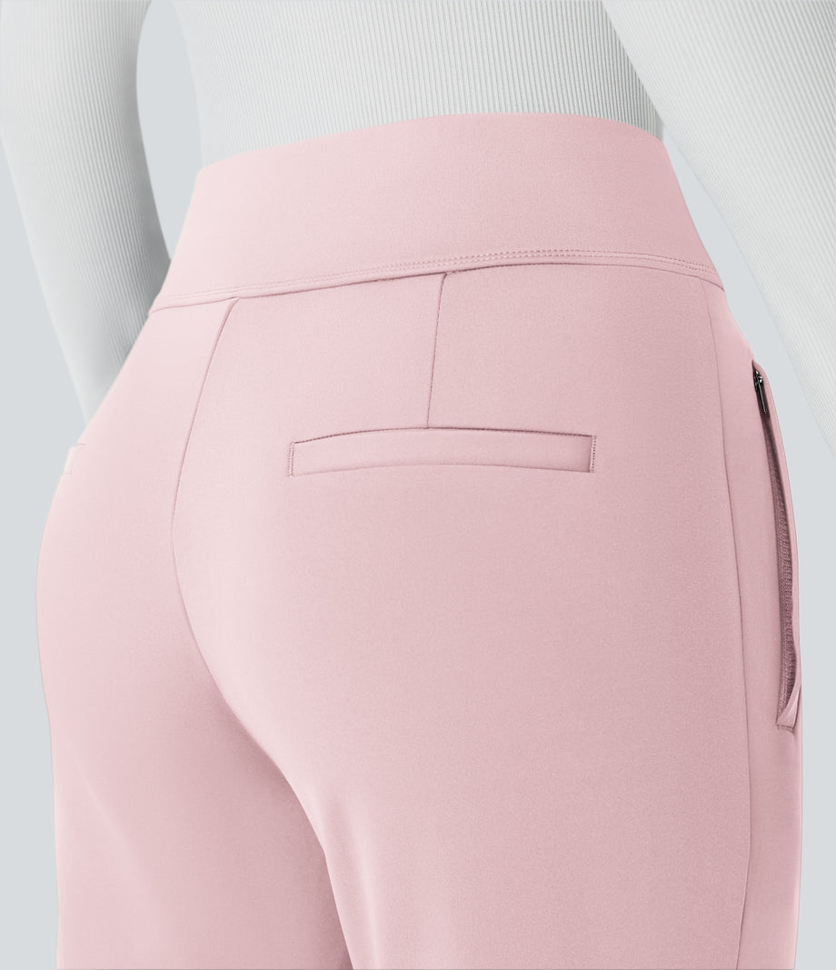 Halara Flex™ DayStretch Mid Rise Side Zipper Pocket Work Flare Pants - Primrose Pink